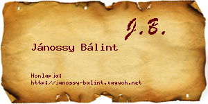 Jánossy Bálint névjegykártya